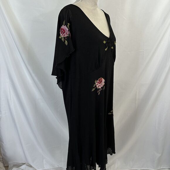 Vintage Fredricks Of Hollywood Black Floral Embroidered Dress 1X Plus - Picture 4 of 10